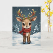 Cute reindeer christmas sweet holiday wishes kaart (Gele Bloem)