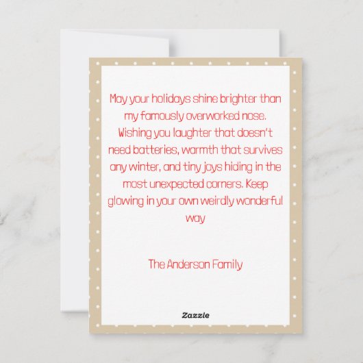 Cute reindeer christmas wish beige Postcard Feestdagenkaart (Achterkant)