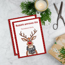 Cute reindeer christmas wish red retro Postcard Feestdagenkaart