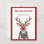 Cute reindeer christmas wish red retro Postcard Feestdagenkaart (Voorkant)