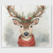 Cute Reindeer Christmas Wrapping Paper Cadeaupapier (Vlak)