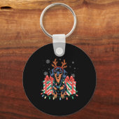 Cute Reindeer Dachshund Christmas For Women Men Do Sleutelhanger (Voorkant)