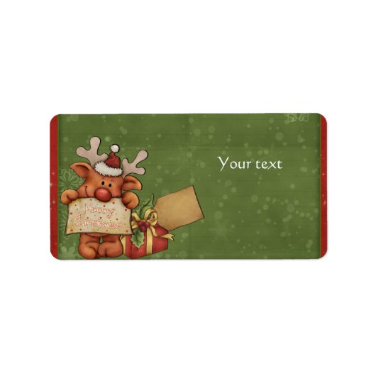 Cute Reindeer Design Etiket (Voorkant)