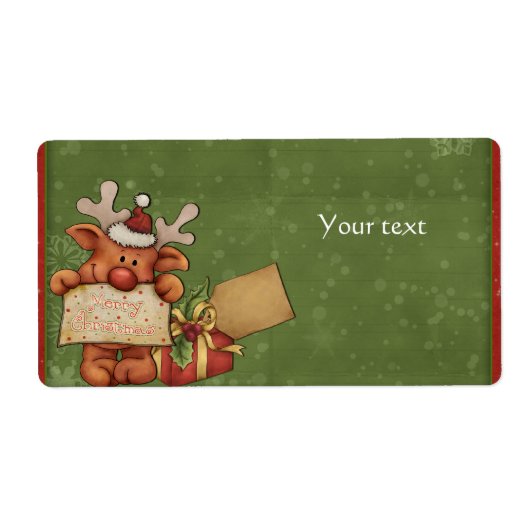 Cute Reindeer Design Etiket (Voorkant)