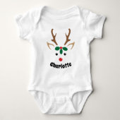 Cute Reindeer Face | Gepersonaliseerd kerstfeest Romper (Voorkant)
