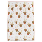 Cute Reindeer Face Pattern Snowflakes Oranje Medium Cadeauzakje (Achterkant)
