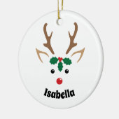 Cute Reindeer Face Personalized Kerstversiering Keramisch Ornament (Links)