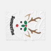 Cute Reindeer Face Persoonlijke kerstblanket Fleece Deken (Voorkant (Horizontaal))