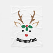 Cute Reindeer Face Persoonlijke kerstblanket Fleece Deken (Voorkant)