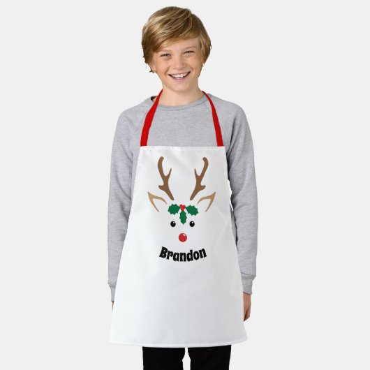 Cute Reindeer Face | Speciaal kerstgeschenk Schort (Gedragen)