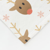 Cute Reindeer Faces Pattern Snowflakes Winter Fleece Deken (Hoek)