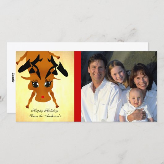 Cute Reindeer Feestdagenkaart (Voorkant / Achterkant)