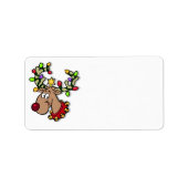 Cute Reindeer Gepersonaliseerd kerstkaartenlabel Etiket (Voorkant)