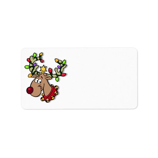 Cute Reindeer Gepersonaliseerd kerstkaartenlabel Etiket (Voorkant)