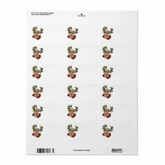 Cute Reindeer Gepersonaliseerd kerstkaartenlabel Etiket (Full Sheet)