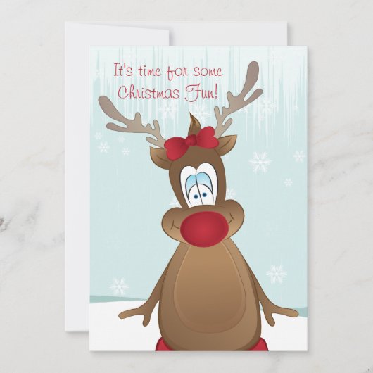 Cute Reindeer Girl-kerstfeest Kaart (Voorkant)