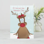 Cute Reindeer Girl-kerstfeest Kaart (Staand voorkant)