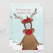 Cute Reindeer Girl-kerstfeest Kaart (Voorkant / Achterkant)