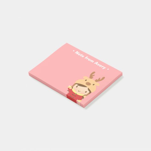 Cute Reindeer Girl Kinder kerstvullers Post-it® Notes (Schuin)