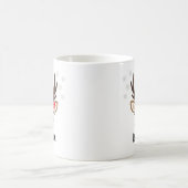 Cute Reindeer Girl Red Bow, aangepaste naam kerstm Koffiemok (Center)