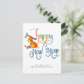 Cute Reindeer Glitter Happy Nieuwjaar Briefkaart (Staand voorkant)