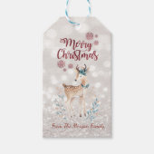 Cute Reindeer Glittery Bokeh Cadeaulabel (Voorkant)
