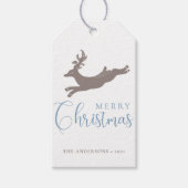 Cute Reindeer | Grijze blauwe kerstcadeautjes Labe Cadeaulabel (Voorkant)