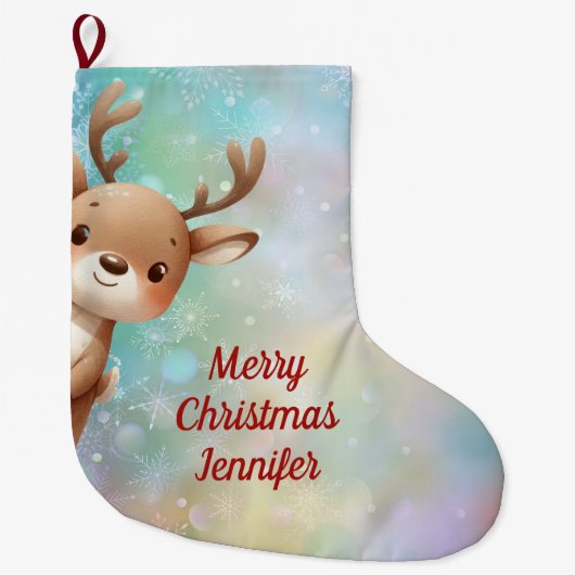 Cute Reindeer Grote Kerstsok (Voorkant)