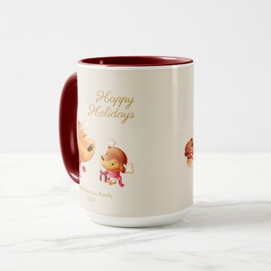 Cute Reindeer Happy Holidays Personalized Mok (Voorkant links)