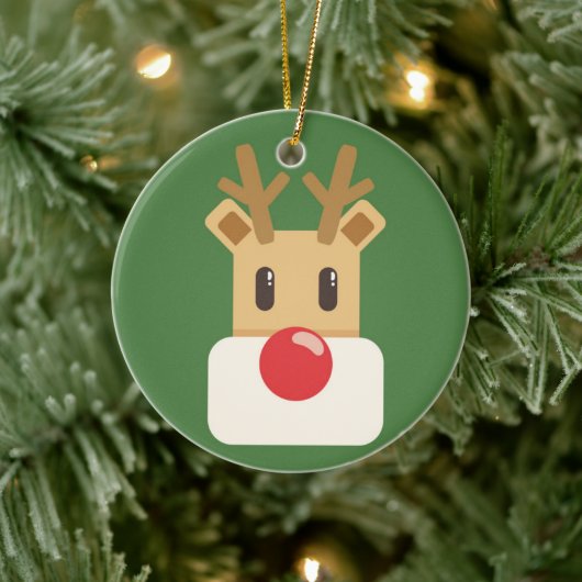 Cute Reindeer Head Cartoon Keramisch Ornament (Boom)