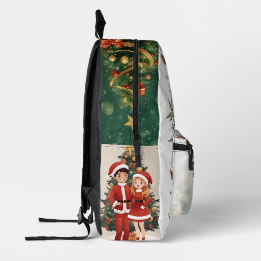 Cute Reindeer Holiday Back Bag For Festive Winter Bedrukte Rugzak (Links)
