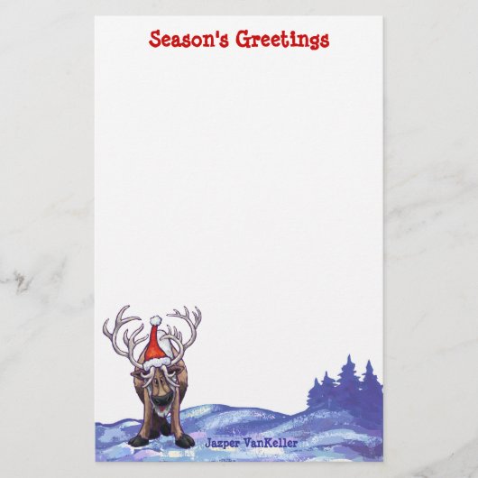 Cute Reindeer Holiday Station Briefpapier (Voorkant)