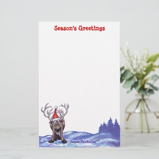Cute Reindeer Holiday Station Briefpapier (Staand voorkant)