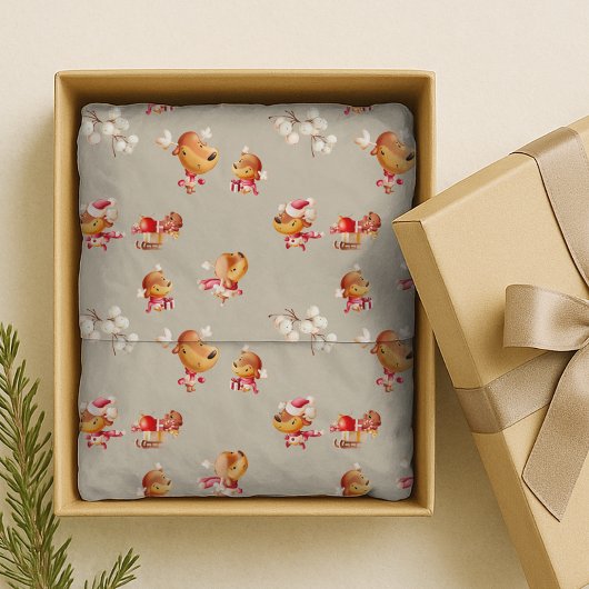Cute Reindeer Holiday Tissuepapier