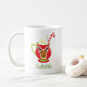 Cute Reindeer Hot Cocoa Persoonlijke kerstMok Koffiemok