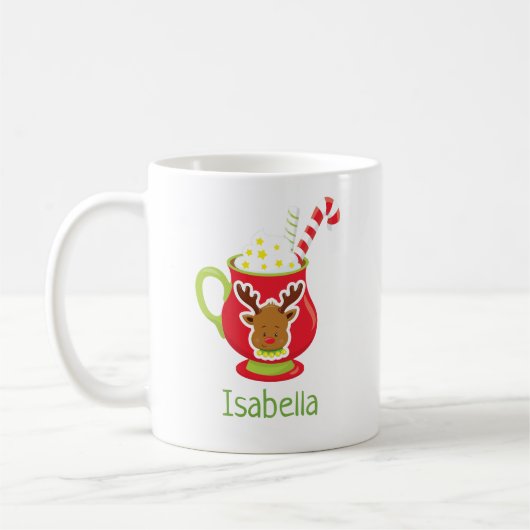 Cute Reindeer Hot Cocoa Persoonlijke kerstMok Koffiemok (Links)
