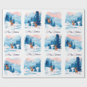 Cute reindeer in a snowy landscape  cadeaupapier (Vlak)