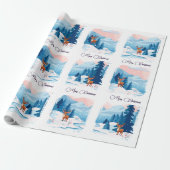 Cute reindeer in a snowy landscape  cadeaupapier (Uitgerold)