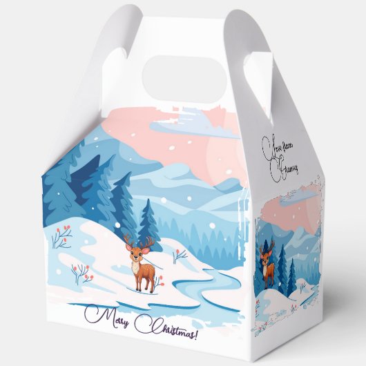 Cute reindeer in a snowy landscape Favor Box Bedankdoosjes (Voorkant)