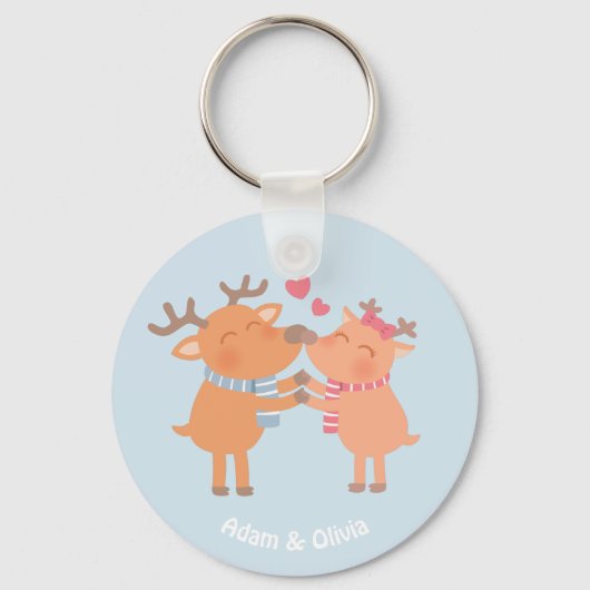 Cute Reindeer in Love Nose Nuzzle Sleutelhanger (Voorkant)