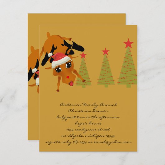 Cute Reindeer Kaart (Voorkant / Achterkant)