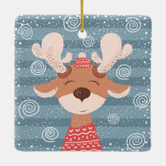 Cute Reindeer Keramisch Ornament (Achterkant)