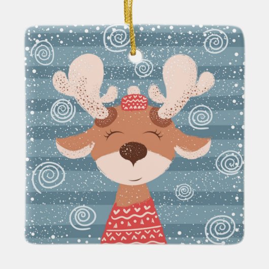 Cute Reindeer Keramisch Ornament (Voorkant)
