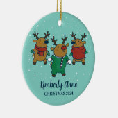 Cute Reindeer Kerstfeest Joy Snowy Winter Holiday Keramisch Ornament (Rechts)
