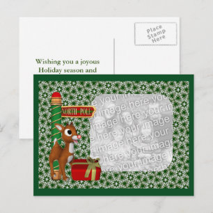 Cute Reindeer Kerstfeestay Foto Briefkaart