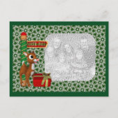Cute Reindeer Kerstfeestay Foto Briefkaart (Voorkant)