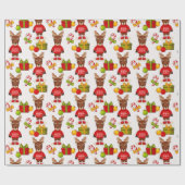 Cute Reindeer Kerstmis Pattern Cadeaupapier (Vlak)