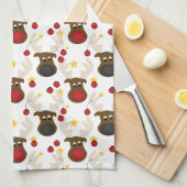 Cute Reindeer Kerstmis Pattern Theedoek (Quarter Fold)