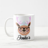 Cute Reindeer Kerstmis Scarf Pet Glasses Funny Koffiemok (Links)