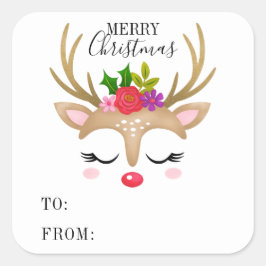 Cute Reindeer Kerstmis Square Sticker